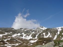 white cloud over the mountain with snow