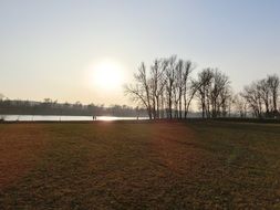 Landscape of sunset over the field