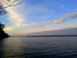 picturesque lake on the background of the cloudy sky