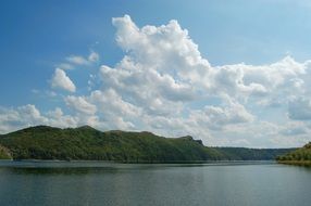 wide river panorama in a summer day