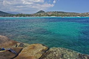 rocky coast and blue ocean