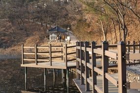 unusually beautiful bridge by lake