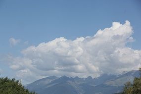 big white cloud over the mountains