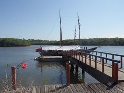 schooner near the pier in bahia