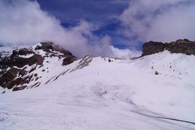 landscape of high snowy alpine mountains