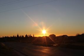 sunset at asphalt road