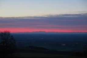 sunrise over the alps