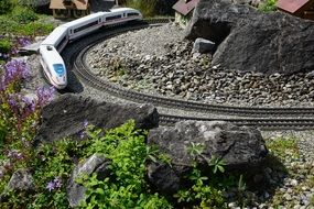 rocks on a miniature railway