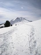 Clear white snow on top of the beautiful mountain on landscape