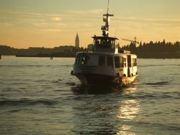 sunset boat sea, venice