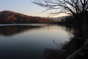 Picturesque landscape by the lake