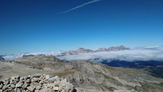 scenic mountain peaks over clouds, france, Le Devoluy