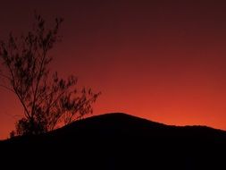 red sky over the mountain