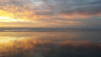 sunset beach tranquil water