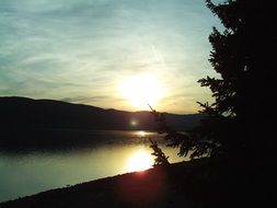 unusually beautiful lake sunset