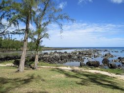 calm landscape of rocky seashore