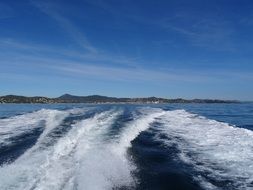 sea waves from the boat in saint tropez