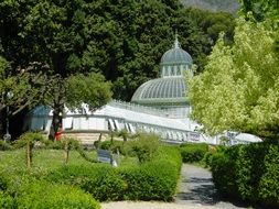 construction in the botanical garden on a sunny day