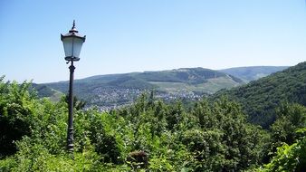 street lamp at the edge of a vineyard in Mosel