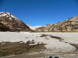 Landscape of the mountains in cold winter