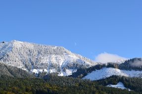 panoramic view of the mountains in winter on a sunny day