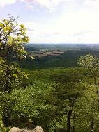 Beautiful scenic view from mountain at beautiful valley with plants at summer