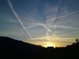 sky sunset evening, kondenzstreifen