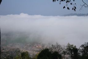 thick fog in mountain valley