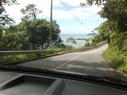 car rides on a coastline road