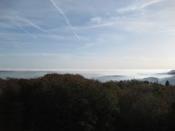 blue sky over the mountain forest