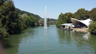 high fountain in the river