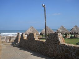 stone fence by the ocean