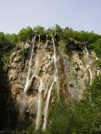 water falling from cliff