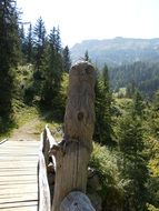 wooden sculpture near the bridge