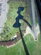top view of a green meadow