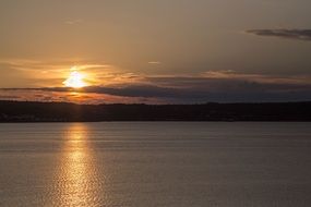 evening sky and lake at sunset