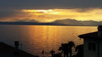 romance of sunset on the lake Garda