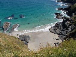 rocky sea shore on a summer day