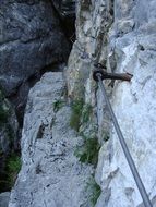 mountain trail for a dangerous walk in the mountains of Slovenia