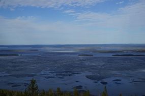 ice on Lake surface blue sky view