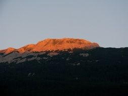 View of the rock in the glare of the sun in Tyrol