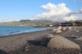 Landscape of Rocks on a sandy beach