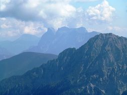 panorama of mountain peaks in the Alps