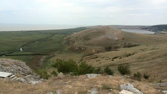 dobrogea lake and fields view