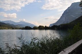 Beautiful lake and mountains in summer