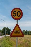 50 km / h speed limit sign in the countryside