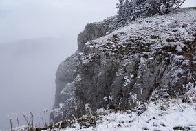 creux du van mountains in the winter