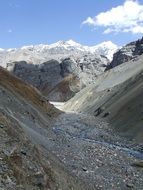 panorama of a mountain stream in Nepal