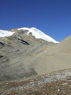 trekking path at mountain landscape, nepal