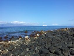 grey stones on beach, usa, hawaii, maui